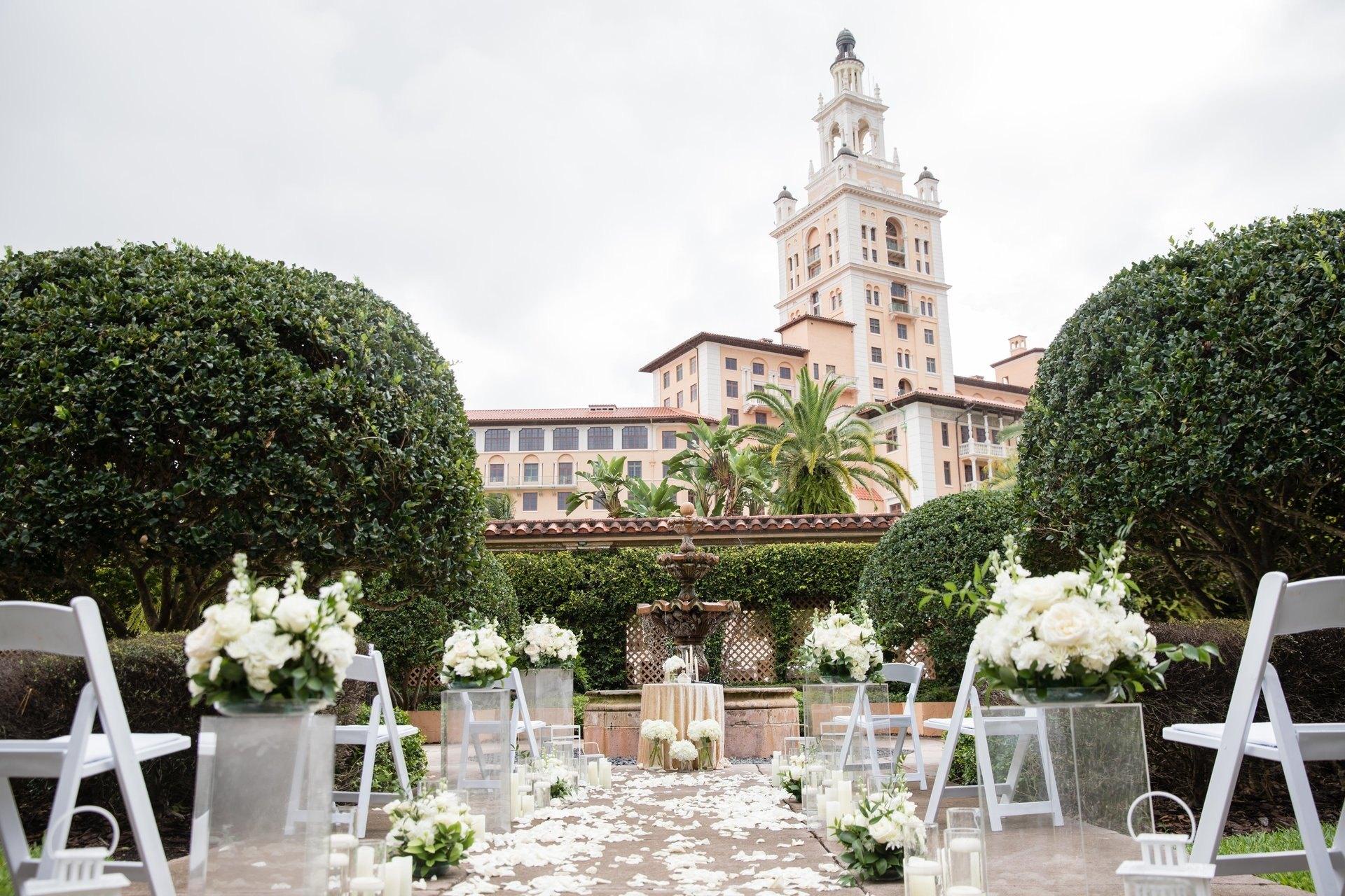 Couple at a historic Mediterranean style hotel